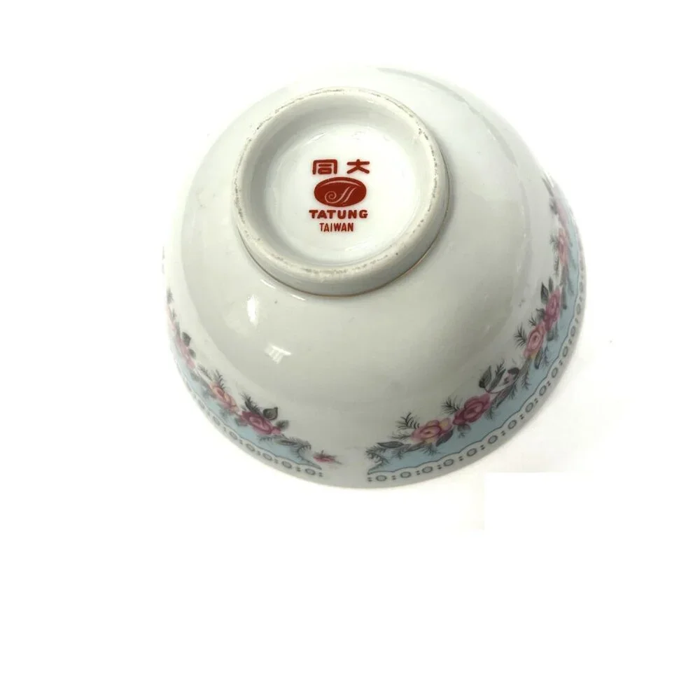 Set of 6 Tatung Porcelain Bowls with Pink Rose Floral design